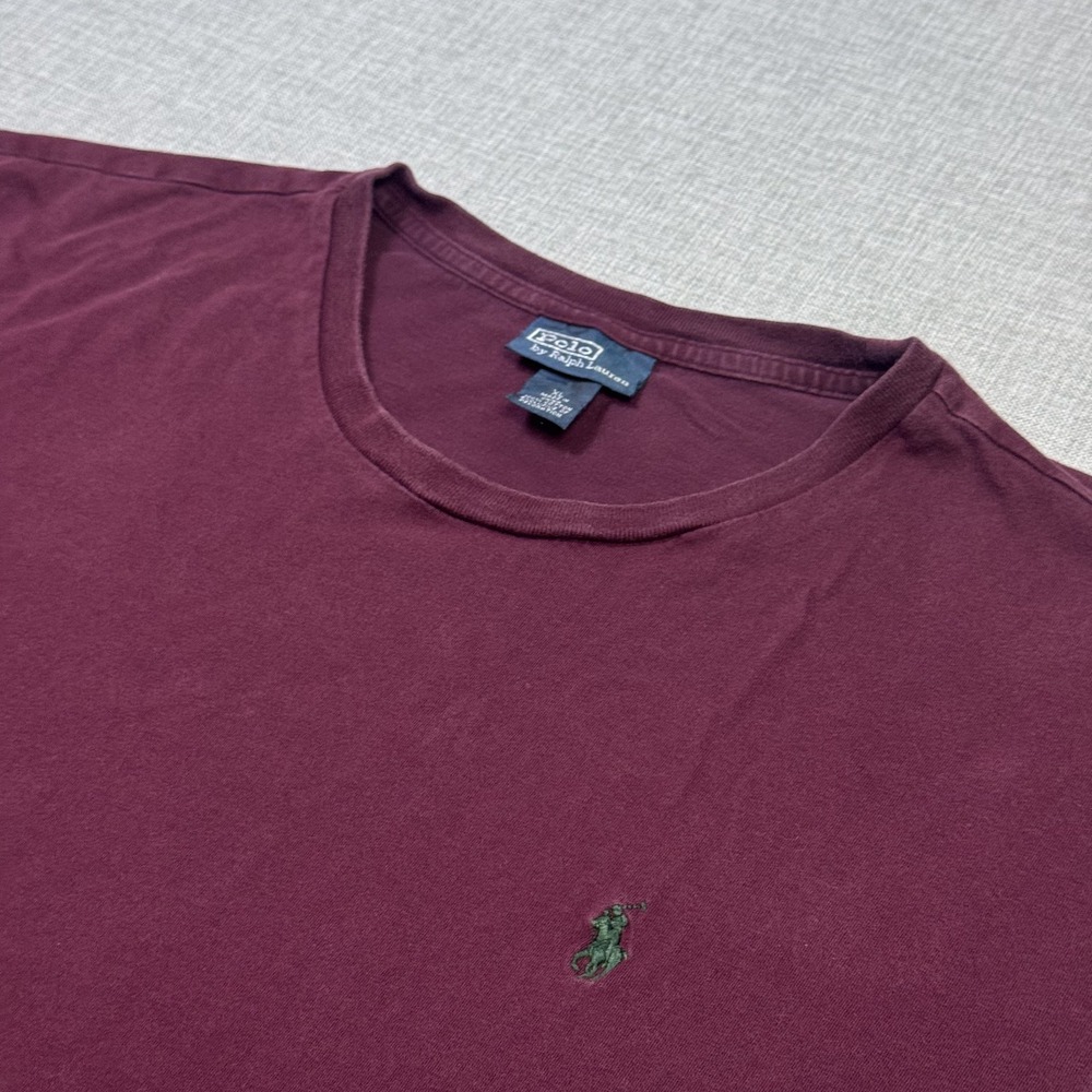 Polo Ralph Lauren T-Shirt Mens XL Burgundy Crew Neck Cotton Logo Short Sleeve